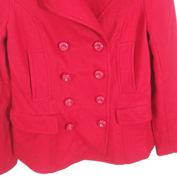 Tulle cherry red wool blend double breasted jacket - Picture 3 of 8